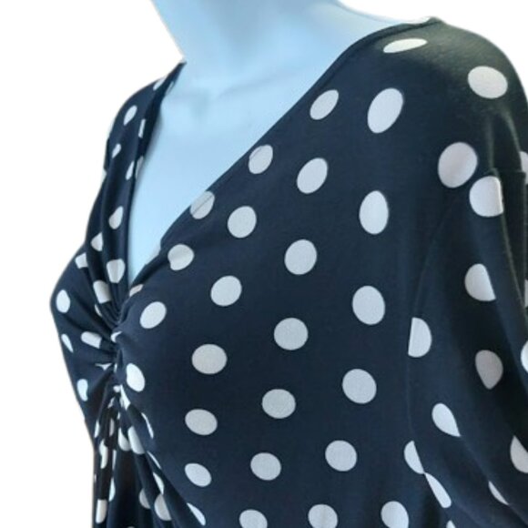 HALSTON Black and White Polka Dot Stretch Dress Size XL NEW NWOT - Picture 4 of 6